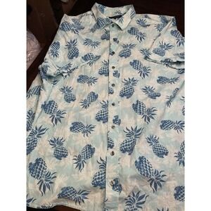 Synrgy Mens Button Up Short Sleeve Shirt 4XL Hawaiian Pineapple